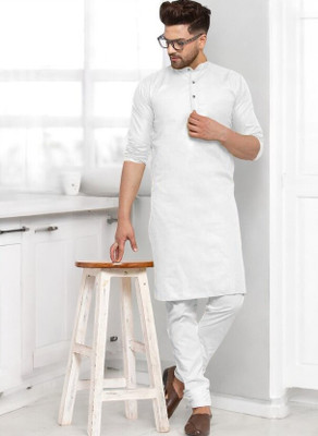 RASHMI Men Solid Straight Kurta(White)