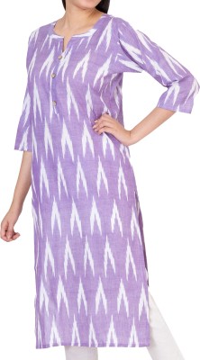 GMH Women Ikat A-line Kurta(Light Blue)