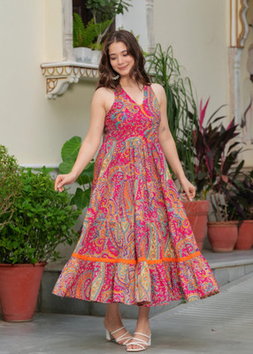 Tejal Textile Women Printed Anarkali Kurta(Multicolor)