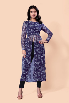 Shiv Women Printed A-line Kurta(Blue)