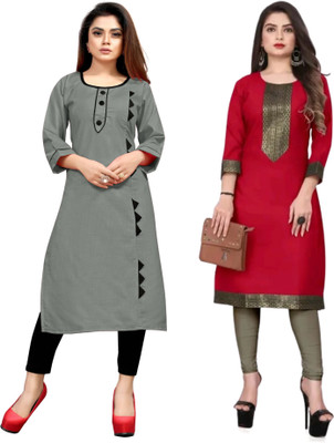 AAIKHODAL Women Printed Straight Kurta(Multicolor)