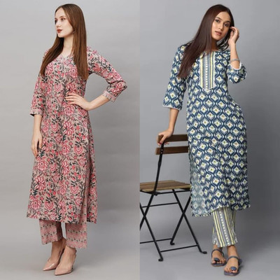 HOLY STAR WORLD Women Printed Straight Kurta(Beige)