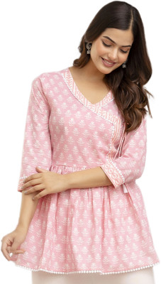 DMP EXPORT Women Floral Print Flared Kurta(Pink)