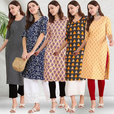1 Stop Fashion Women Printed Straight Kurta(Multicolor)