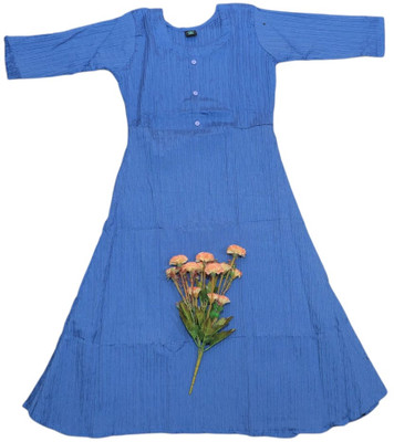 ANNAMALAIYAR TEX Women Solid Anarkali Kurta(Grey)