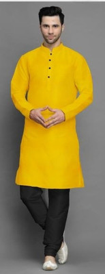 PRIDE SALES Men Solid Ethnic Dress Kurta(Yellow)