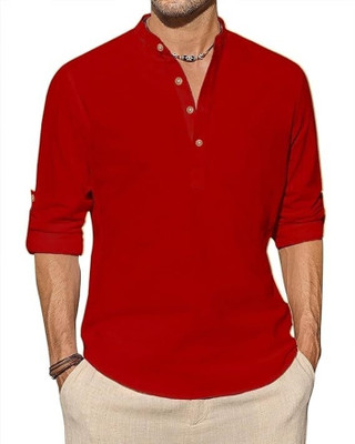 Edinwolf Men Solid Straight Kurta(Red)
