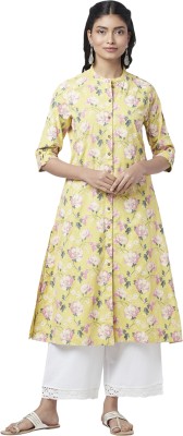 Rangmanch by Pantaloons Women Printed A-line Kurta(Yellow)