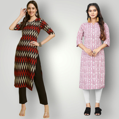 KALLAXI Women Self Design Straight Kurta(Multicolor)