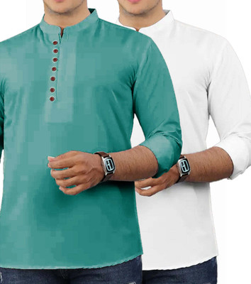 VIMASUTI Men Solid Straight Kurta(Brown)