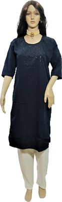 Divyanifashions Women Embellished A-line Kurta(Dark Blue)