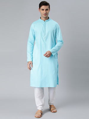 Manthan Men Solid Straight Kurta(Blue)