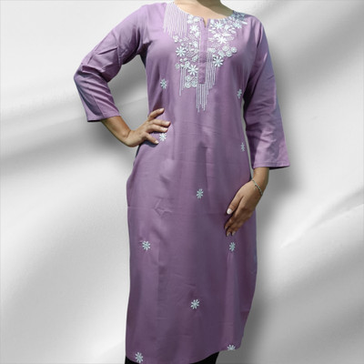 PS FASHION Women Dyed/Ombre Straight Kurta(Pink)