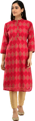 HARSINGAR Women Embroidered, Solid Straight Kurta(Pink)