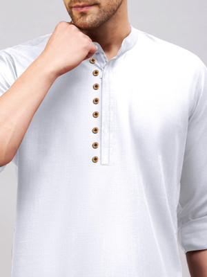 AITAVIKOVERSEAS Men Solid Straight Kurta(White)