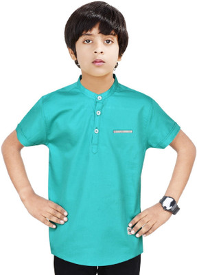 MADE IN THE SHADE Boys Solid Straight Kurta(Light Green)