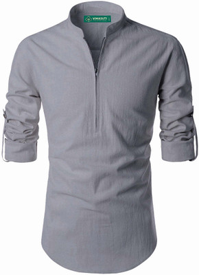 VIMASUTI Men Solid A-line Kurta(Grey)
