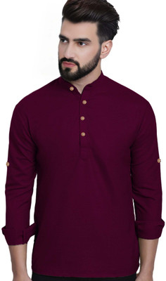 BHUVIKOO Men Solid A-line Kurta(Purple)