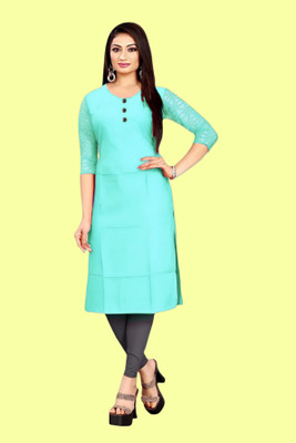 Coft Women Solid Straight Kurta(Blue)