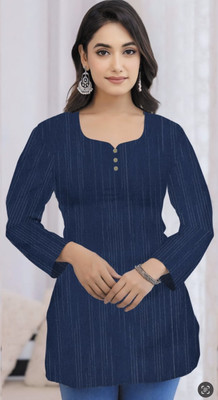afsra Women Solid A-line Kurta(Blue)