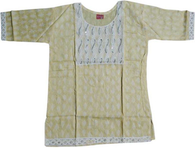 Borahmart Women Printed Frontslit Kurta(Green)