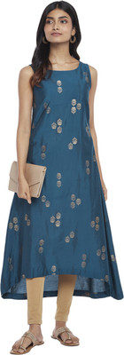 Rangmanch by Pantaloons Women Printed Asymmetric Kurta(Blue)