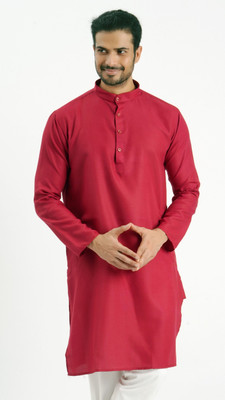 JODIDAR Men Solid Straight Kurta(Red)