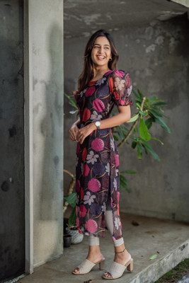 jacero Women Floral Print A-line Kurta(Multicolor)