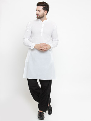 Moda Rapido Men Solid Straight Kurta(White)