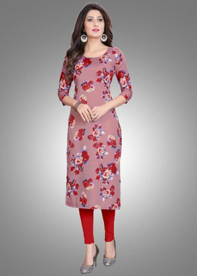 Modli 20 Fashion Women Striped Straight Kurta(Pink)