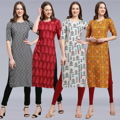 1 Stop Fashion Women Printed Straight Kurta(Multicolor)