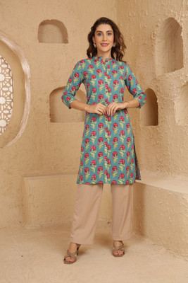 BIRDIE fashion Women Printed, Striped Straight Kurta(Multicolor)