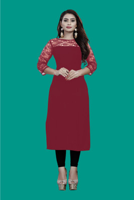 Maheshvi Women Embellished, Solid Straight Kurta(Grey)