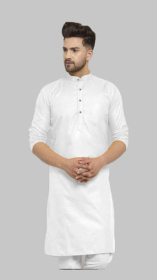 VINAARI Men Solid A-line Kurta(White)