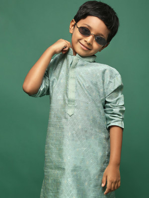 Sanwara Boys Printed Ethnic Dress Kurta(Green)