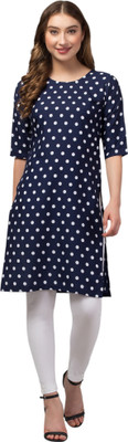 E&A Enterprises Women Printed Straight Kurta(Dark Blue)