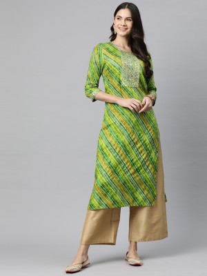 Readiprint Fashions Women Printed Straight Kurta(Green)