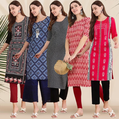 1 Stop Fashion Women Printed A-line Kurta(Multicolor)