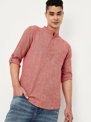 MAX Men Solid Straight Kurta(Red)