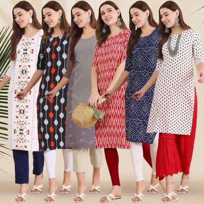 1 Stop Fashion Women Printed Straight Kurta(Multicolor)