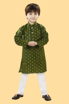 VISHESTA Boys Printed Straight Kurta(Green)