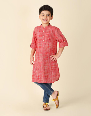 Fabindia Boys Self Design A-line Kurta(Red)