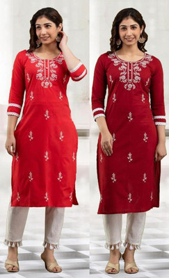 SISTO Women Chikan Embroidery A-line Kurta(Multicolor)
