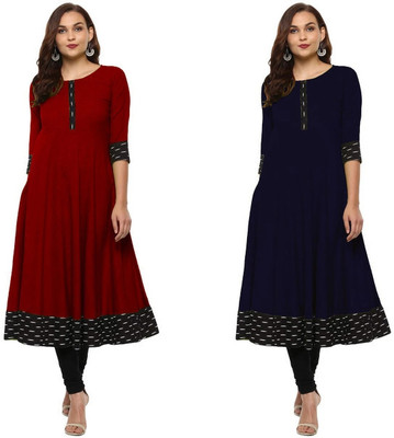 YOVA STYLE Women Self Design Anarkali Kurta(Multicolor)