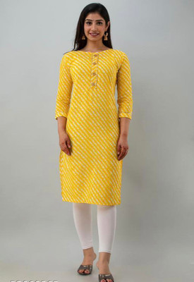 RR CREATION Women Printed A-line Kurta(Yellow)