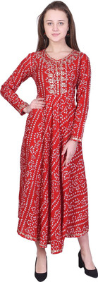 KAMAYRA Women Bandhani A-line Kurta(Multicolor)