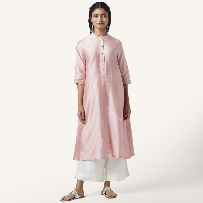 Rangmanch by Pantaloons Women Solid A-line Kurta(Pink)