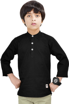 MADE IN THE SHADE Boys Printed Straight Kurta(Black)