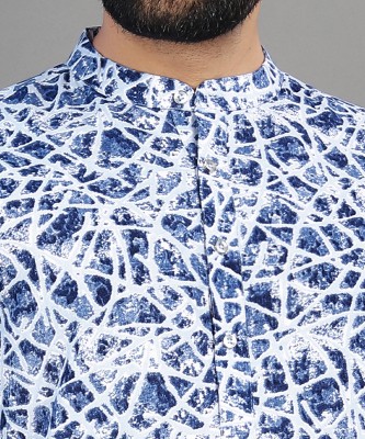 VeBNoR Men Printed Straight Kurta(Dark Blue)