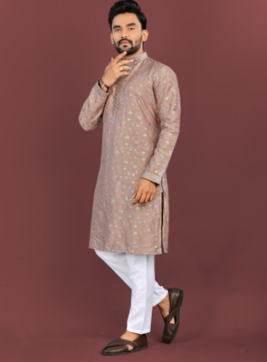 MOXTE Men Embroidered Straight Kurta(Multicolor)